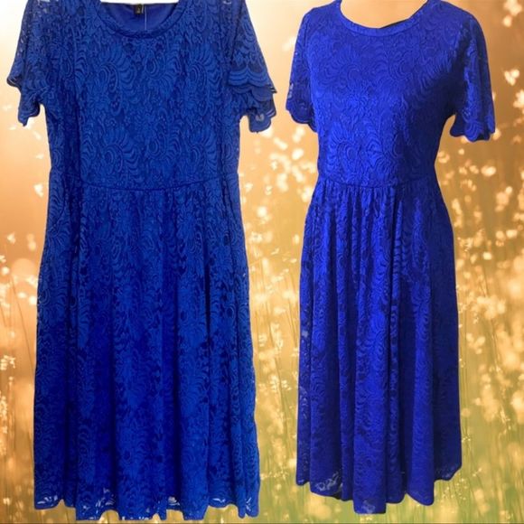 Torrid Electric Blue Fit & Flare Lace Midi Dress 1 1XL, 2 2XL NWT - Picture 9 of 14